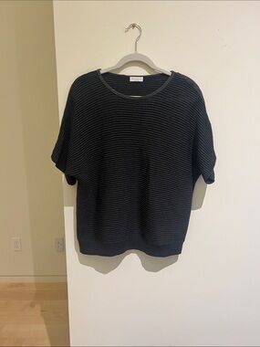 Brunello Cucinelli Black Textured Ribbed Knit Top
